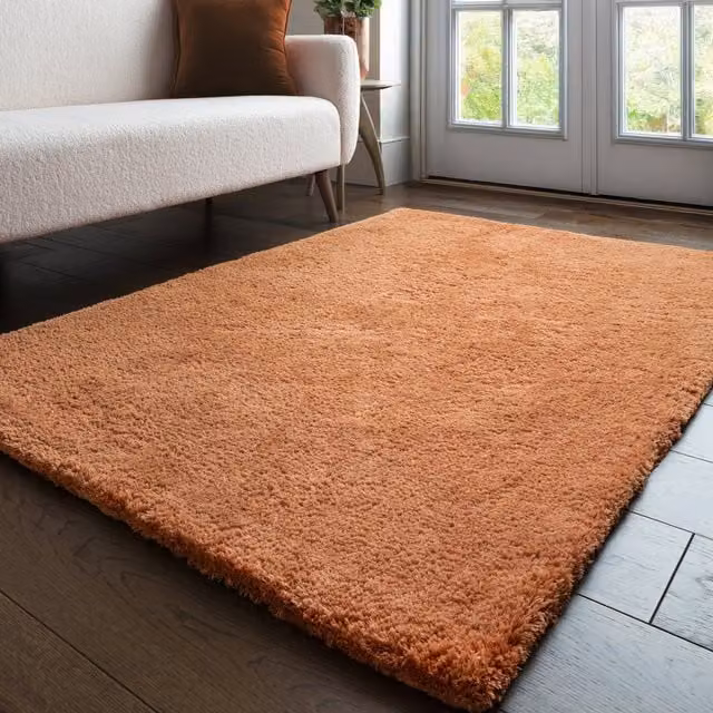 Asiatic Carpets Opulence Terra Luxury Soft Shaggy Rug, Orange, 170 cm