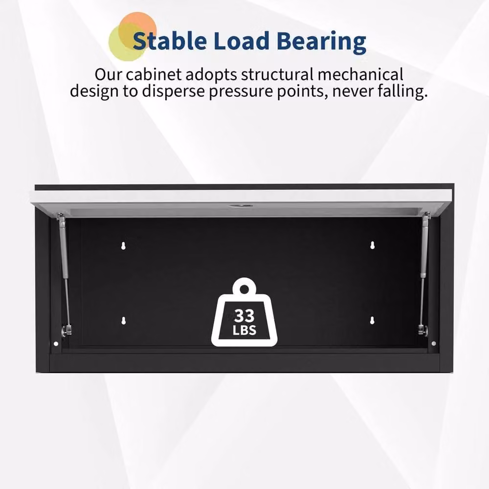 VOGREX Matt Black Steel Wall Mounted Garage Tool Storage Cabinet – 4