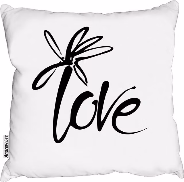 Andrew Lee Love Type Square Cushion, White, W: 60 cm x H: 60 cm