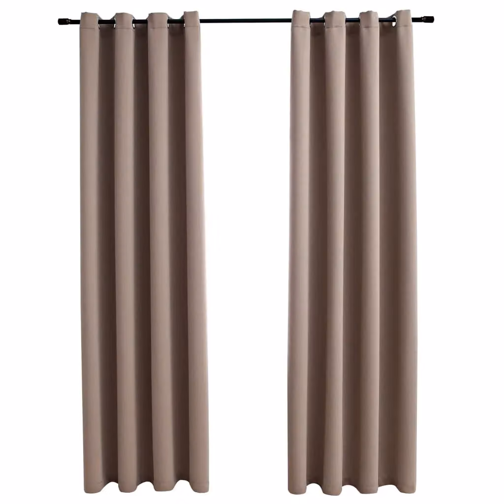 Berkfield Home Blackout Curtains with Eyelets, 2 Pack, Taupe, W: 140 cm, H: 175 cm – 2