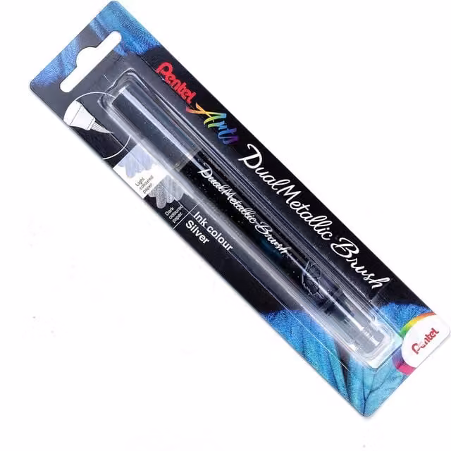 Pentel Arts Dual Metallic Brush Pen with Silver Ink