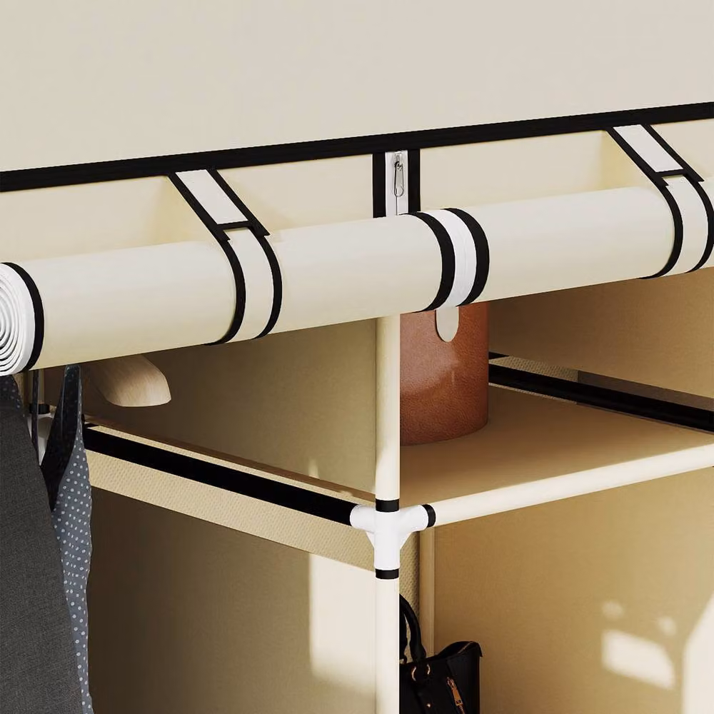 STILVORA Wardrobe with Roll Shutter, Hanging Rod and Internal Shelves in Beige – 4