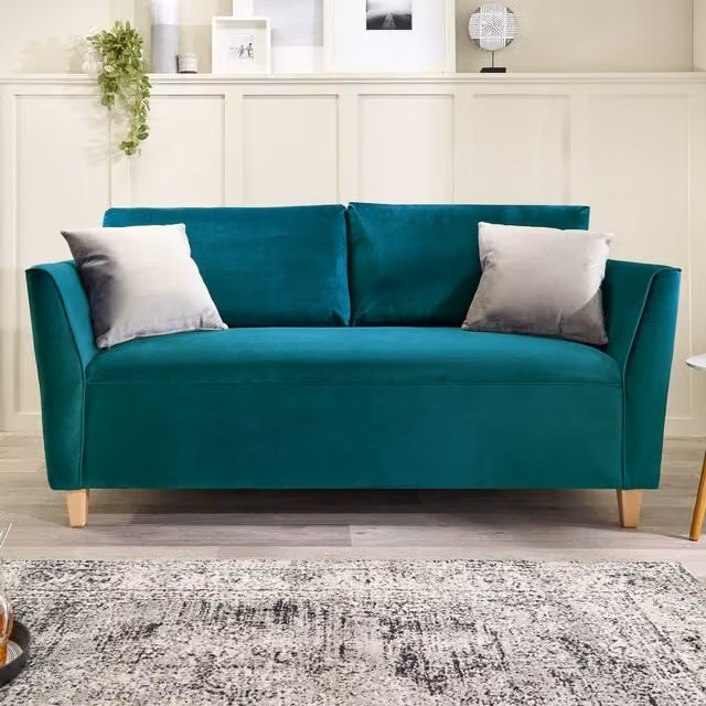 Aspire Ellie 3 Seater Sofa in Emerald Green Brushed Velvet with Solid Wood Frame