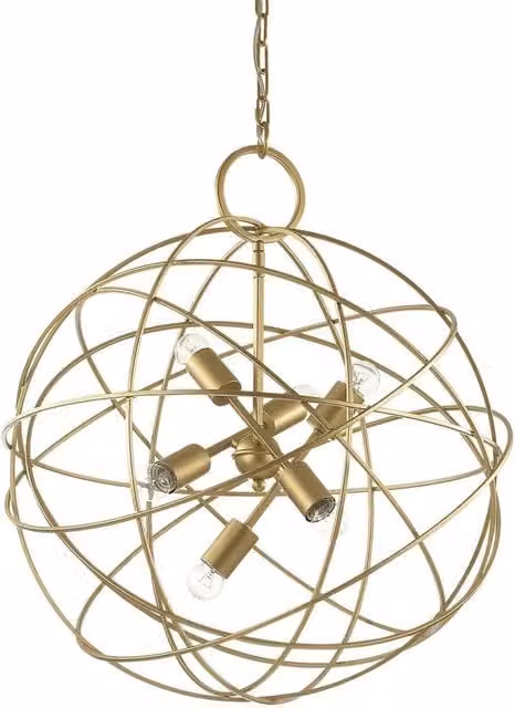 Netlighting Konse 6 Light Spherical Suspended Ceiling Pendant in Gold/Brass Metal – 1
