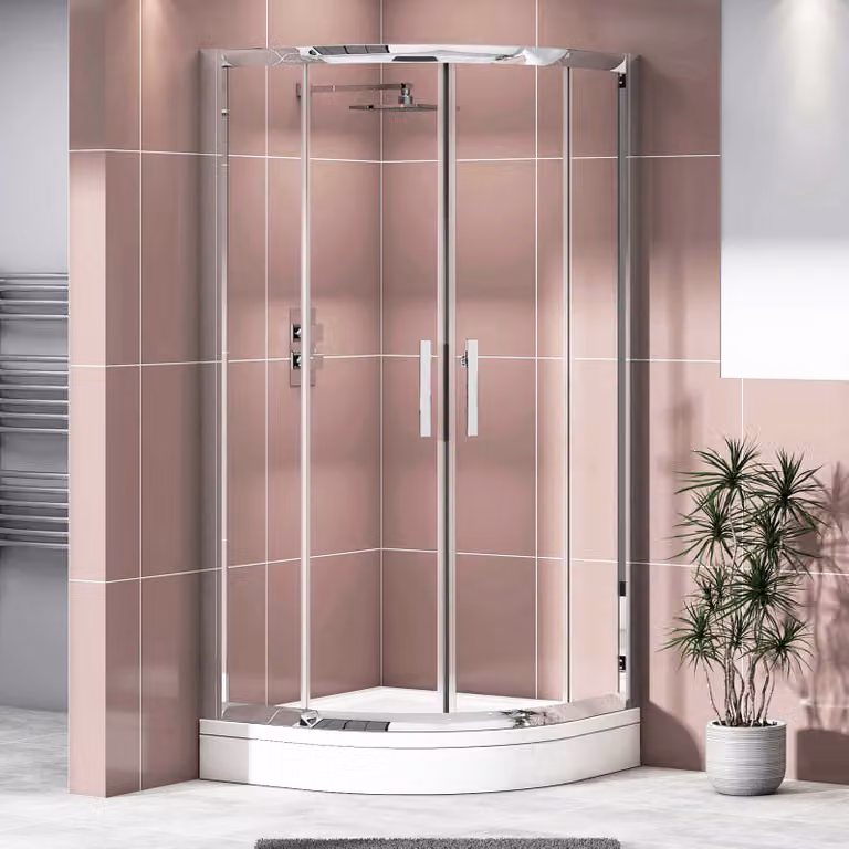 Imperial Quadrant Shower Enclosure with High Acrylic Tray, 6mm Double Sliding Doors, White and Transparent, W: 80 cm, D: 185 cm