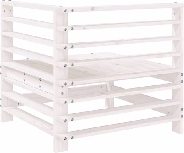 Berkfield Home Beautiful Garden L-Shape Corner Sofa in White Solid Pine Wood