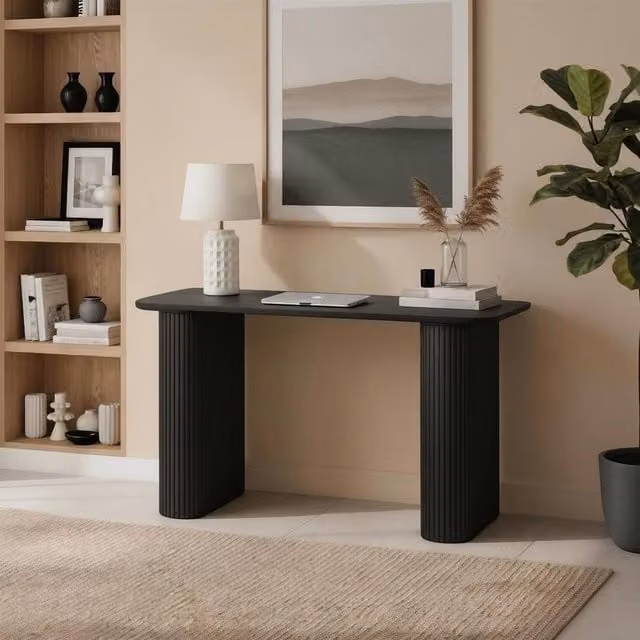 Home Source Monroe Compact Wooden Computer Desk in Black W/D/H: 119 x 50 x 73.5 cm
