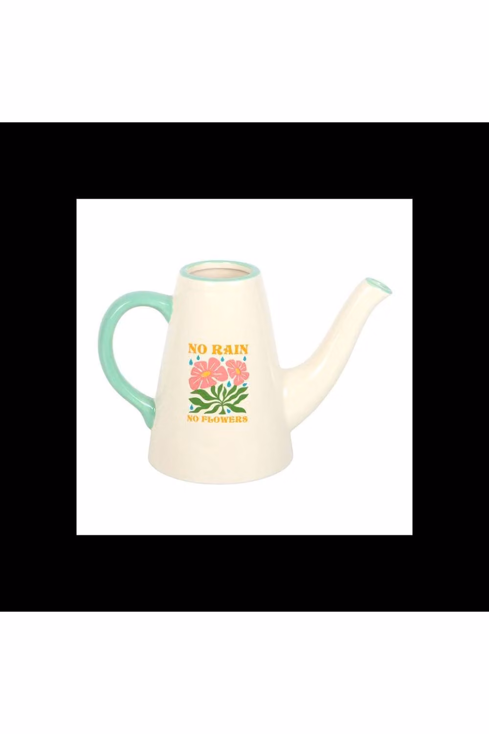 KDMD No Rain No Flowers Ceramic Watering Can and Vase, White, 600ml – 2