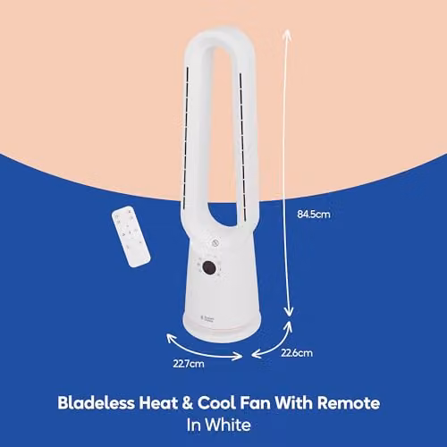 Russell Hobbs RHBHC2030W Bladeless Electric Fan Heater and Cooling Fan, 2000W, White – 2