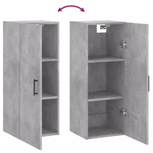vidaXL Wall Mounted Cabinet in Grey with Hinged Doors, W/D/H: 34.5 x 34 x 90 cm – 3