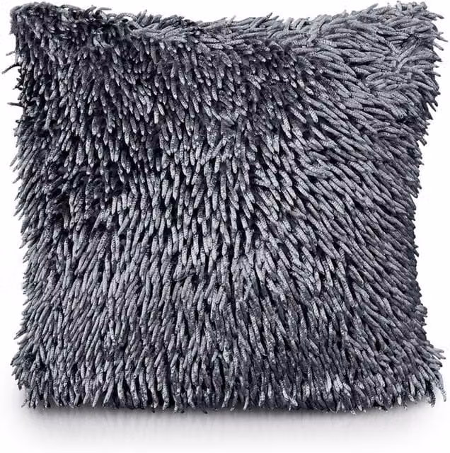Velosso Modern Square Chenille Cushion in Anthracite Grey