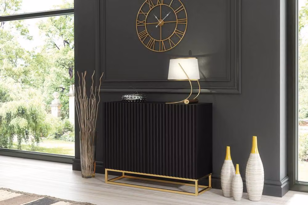Creative Furniture Ripple Duo Sideboard in Black and Gold with Modern Fluted Design – 5