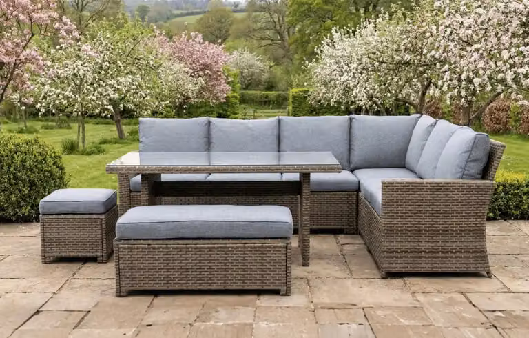 MINT Outdoor Palma Grey Rattan Garden Lounge Set and Cover Bundle