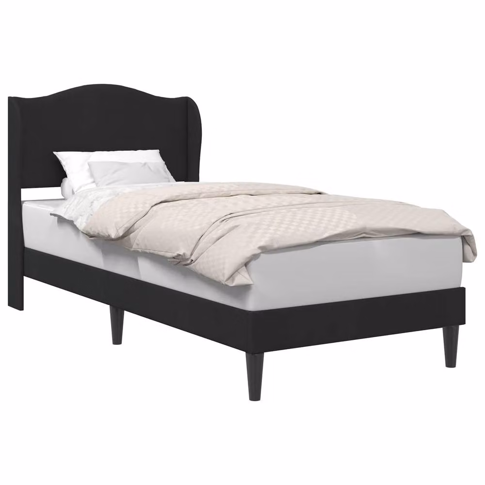Berkfield Home Black Velvet Bed Frame with Headboard, W/D/H: 90 x 190 cm – 2