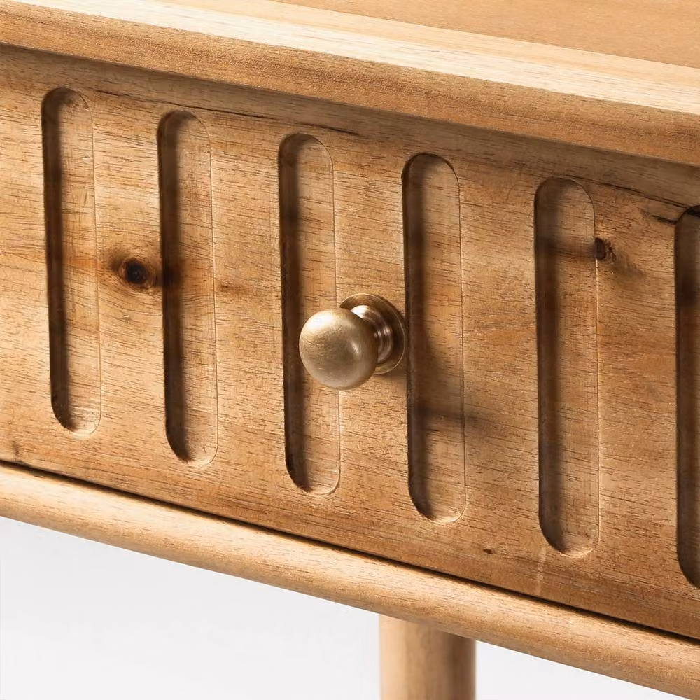 Signature Georges Bedside Table with 1 Drawer in Aged Solid Acacia, Dark Brown, W/D/H: 35.0 x 45.0 x 65.0 cm – 3
