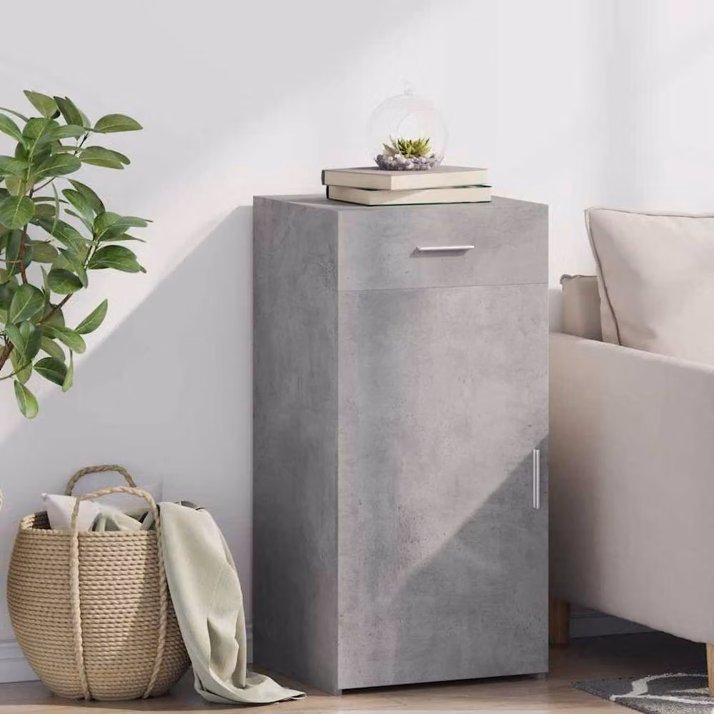 Berkfield Home Sideboard in Concrete Grey, MDF, W/D/H: 45 x 42.5 x 93 cm – 2