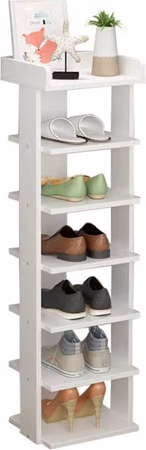 KOMORE Freestanding MDF Shoe Rack with Top Storage Shelf in White