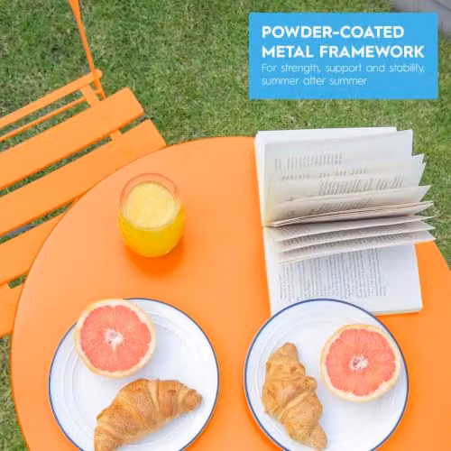 Harbour Housewares 2 Seater Round Bistro Garden Furniture Set in Orange – 3