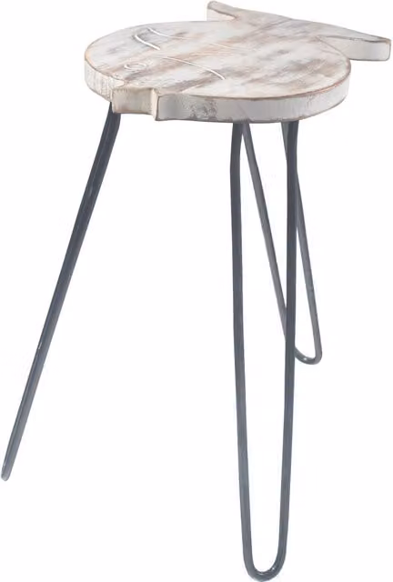 KDMK Rustic White Albasia Wood Fish Stand for Coastal Decor