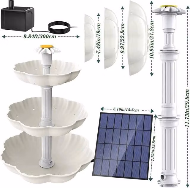 FLAVORA White 3.5W Floating Solar Fountain Pump for Pools, Bird Baths and Ponds