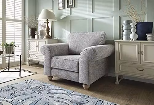 Abakus Direct Ingrid Armchair in Ash Grey with Braided Chenille Fabric, W/D/H: 115 x 95 x 90 cm – 1