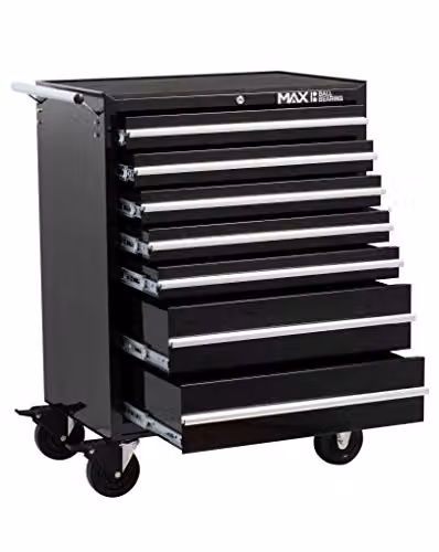 Hilka PMT111 Professional 7 Drawer Rollaway Cabinet in Black, H 95.5 x W 68.5 x D 46.5 cm – 1