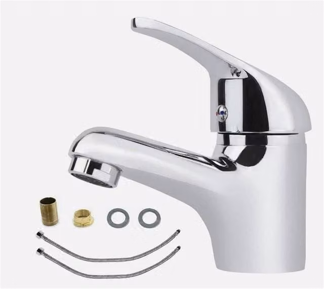 Nordara Modern Single Lever Basin Sink Mixer Tap in Silver Chrome