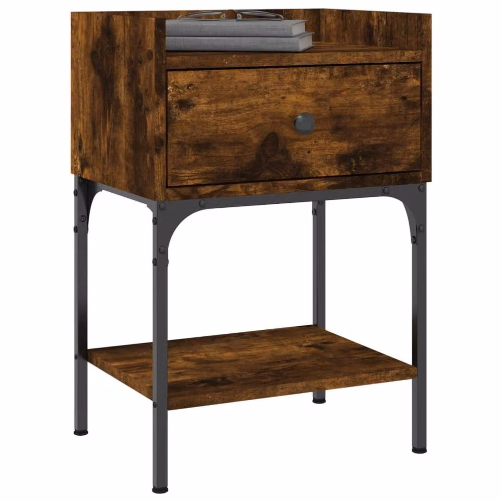 Berkfield Home Smoked Oak Bedside Table in Brown, W/D/H: 40.5 x 31 x 60 cm – 3