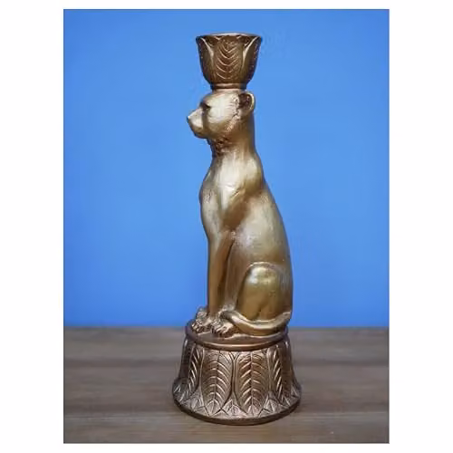 Gifts Direct 2 U Leopard Print Taper and Pillar Candle Holder in Bronze and Gold – 3