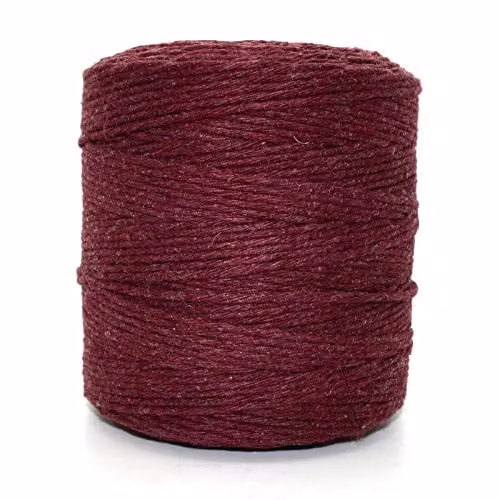 SolaDirect Maroon Macrame Cord, 200 m of 3 mm Thick Natural Cotton Thread Yarn