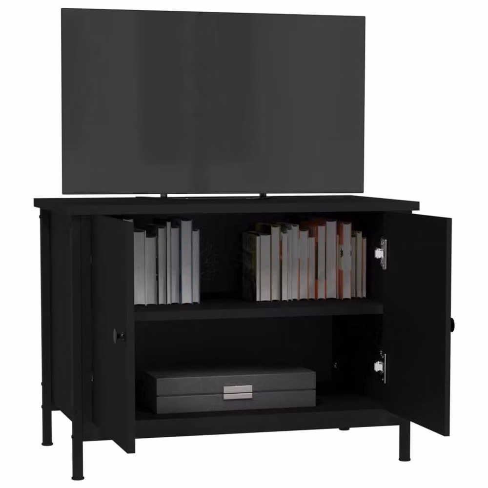 Berkfield Home Modern Black TV Cabinet with Doors, W/D/H: 60 x 35 x 45 cm – 3