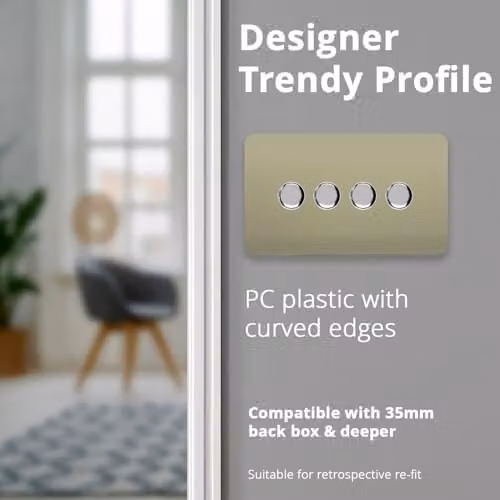 Trendi Switch 4 Gang 150w Rotary LED Dimmer Light Switch in Gold – 3