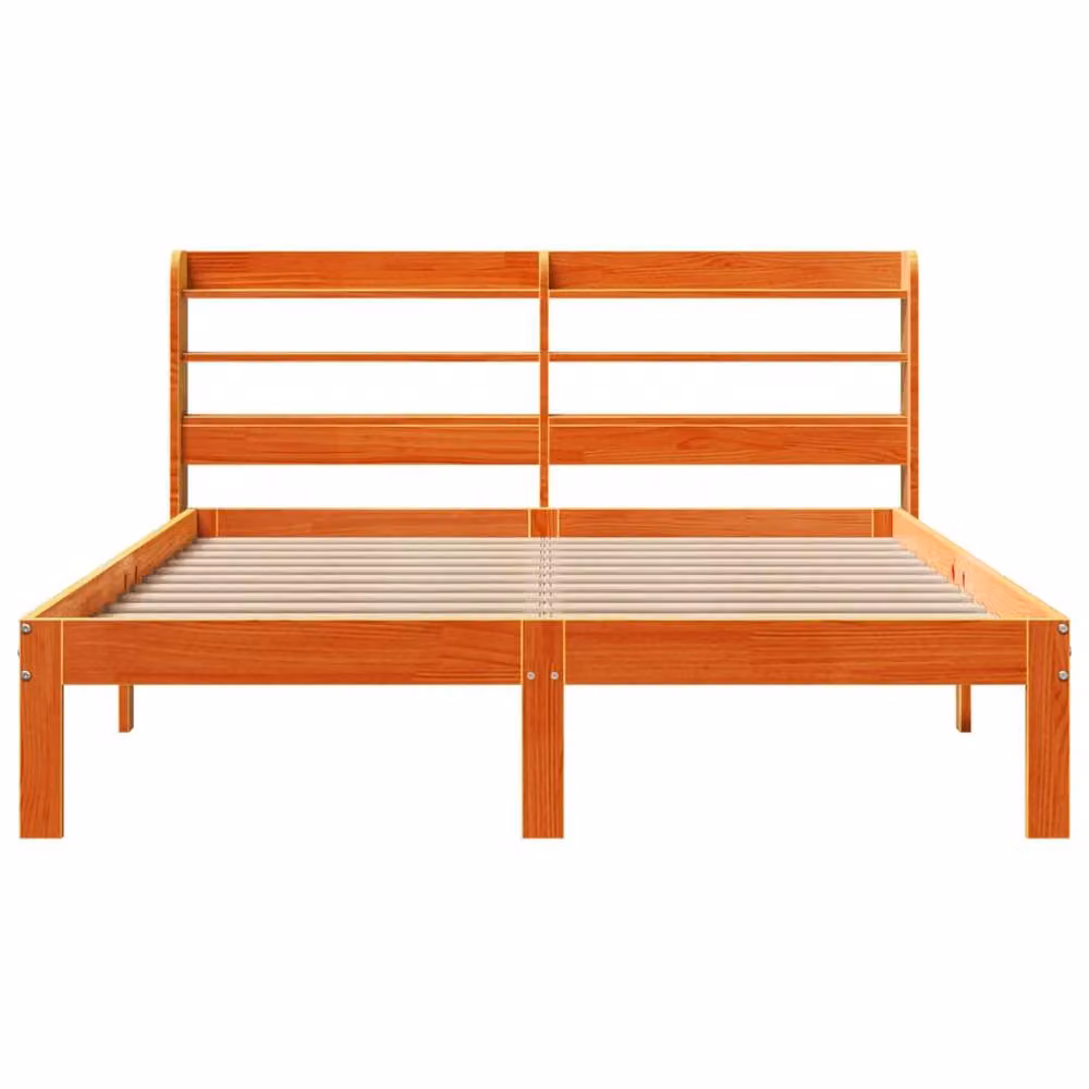 Berkfield Home Double Bed Frame in Wax Brown Solid Pine Wood W/D/H: 135 x 190 cm – 2