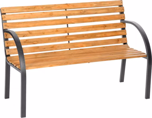 tectake Modern 2-Seater Garden Bench in Brown Wood and Metal