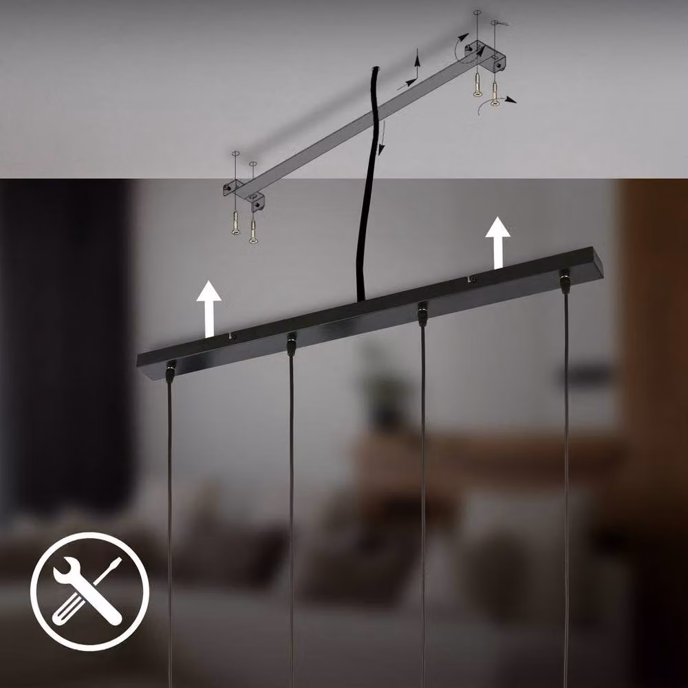Briloner Black Modern 4 Light Height Adjustable Pendant Light for GU10 Bulbs, W/D/H: 76 x 76 x 120 cm – 3