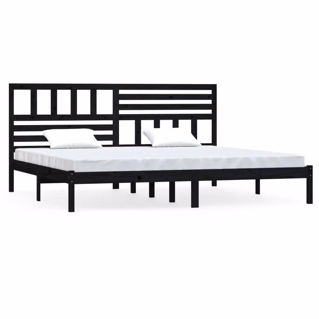 Berkfield Home Black Solid Wood Pine Bed Frame W/D/H: 200 x 200 cm – 2
