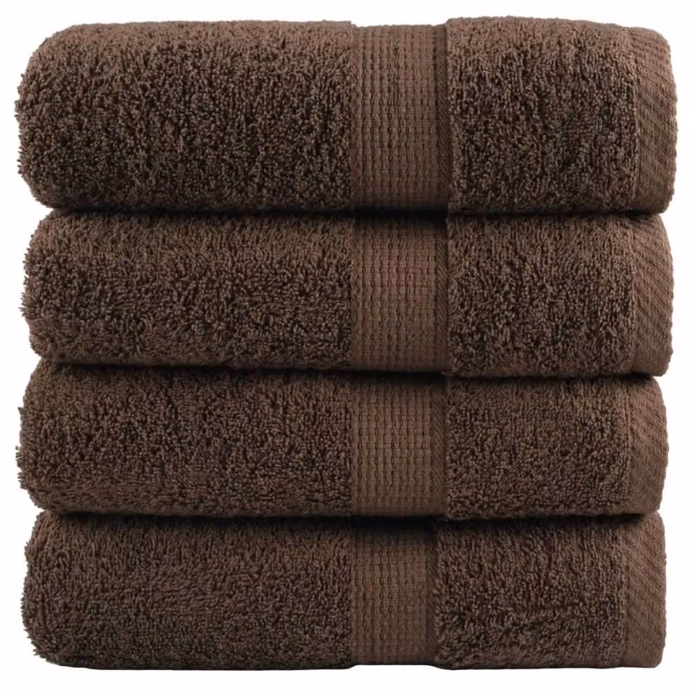 Berkfield Home SOLUND Premium Cotton Terry Guest Towels, Brown, 4 Pack, W: 30 cm x H: 50 cm, 600gsm – 2