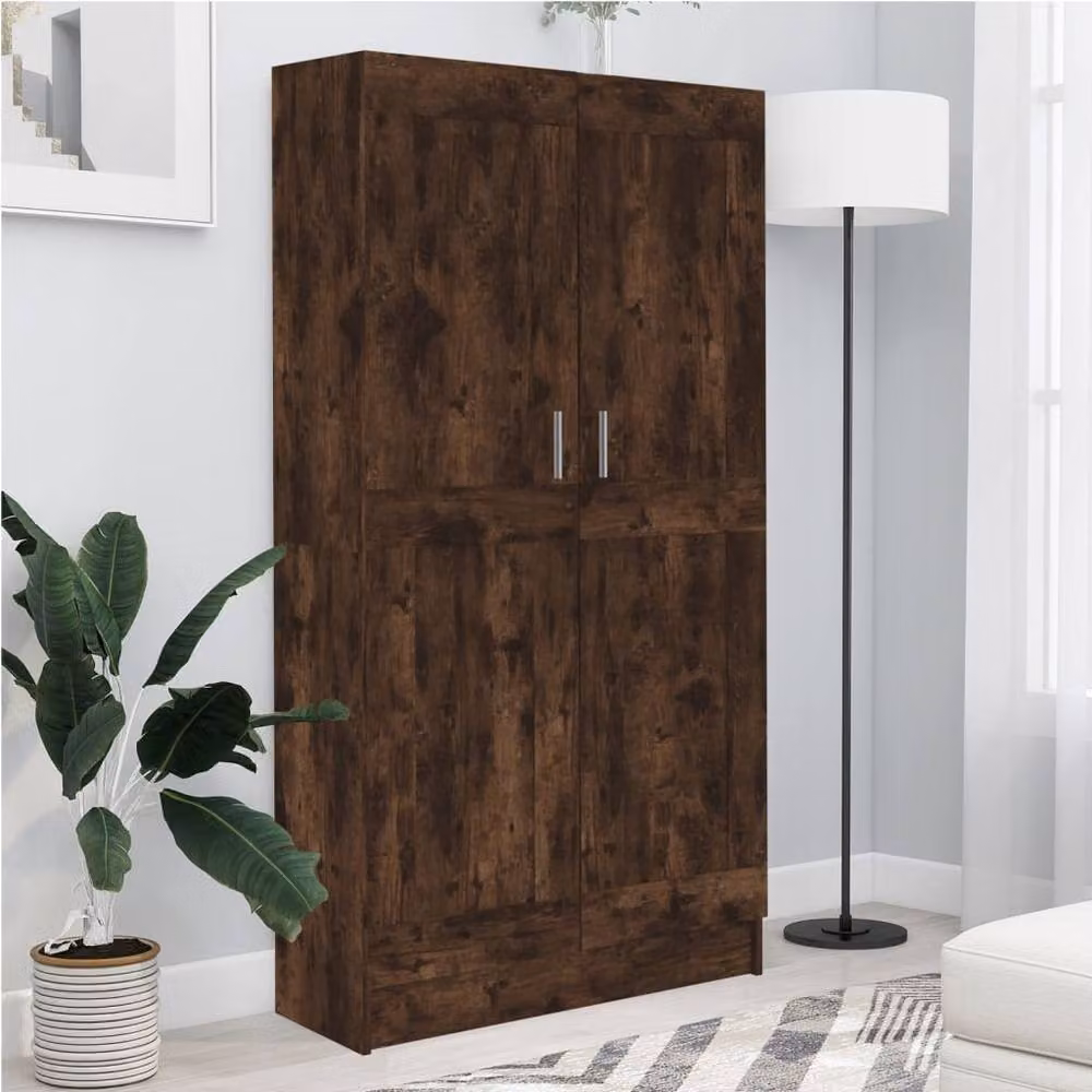 Berkfield Home Smoked Oak Book Cabinet in Brown, W/D/H: 82.5 x 30.5 x 150 cm – 2