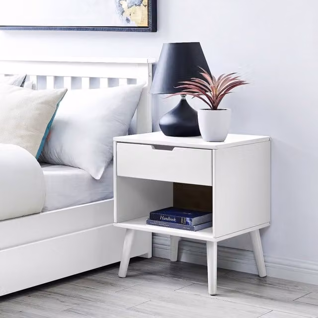 FurnitureboxUK Alma Scandinavian Bedside Table in White