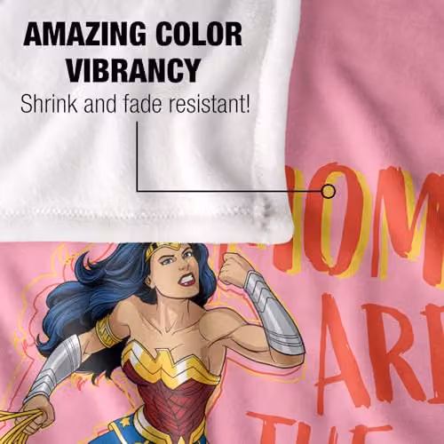 Warner Bros. Wonder Woman Mothers Day Moms Are The Real Superheroes Silky Touch Super Soft Fleece Throw Blanket, Multicolour, W/D/H: 91 x 147 cm – 2