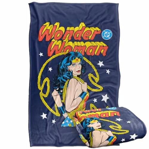 LOGOVISION Wonder Woman Golden Lasso Super Soft Silky Touch Fleece Throw Blanket, Multicolour, W: 91 cm, D: 147 cm