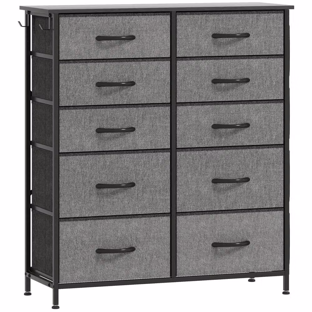 Wyld Haus Babara 10 Drawer Storage Chest in Charcoal Grey Fabric and Metal – 2