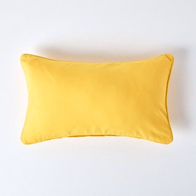 Homescapes Plain Cotton Cushion Cover, Yellow, 50 x 50 cm