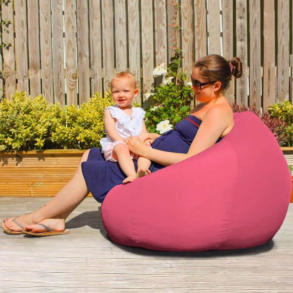 rucomfy Large Water Resistant Indoor or Outdoor Beanbag Chair in Cerise Pink – 2