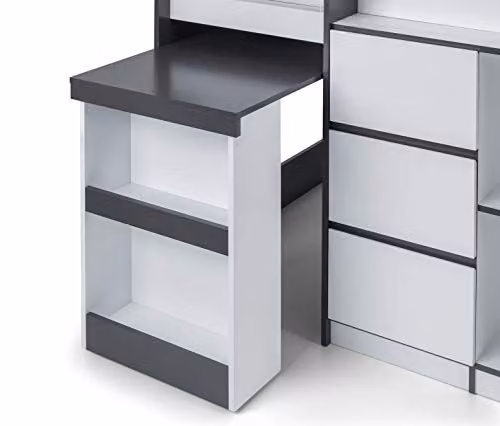 Julian Bowen Saturn Midsleeper Cabin Bed in White and Grey with Stairs and Drawers, W/D/H: 196 x 90 x 124 cm – 3