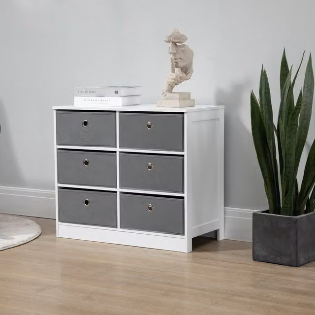 HOMCOM Grey Minimalist MDF Chest of Drawers