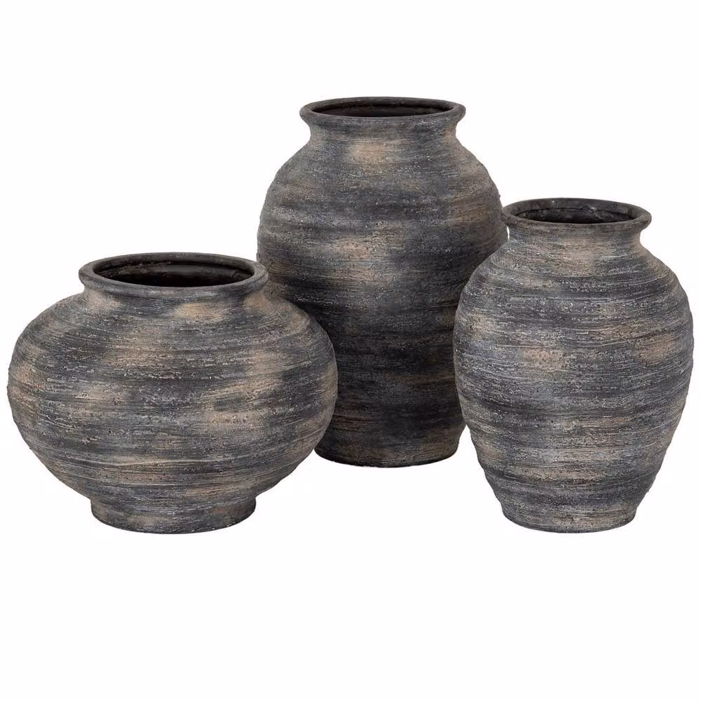 Lemon Pavilion Furniture and Decor Marra Large Olpe Vase, Black Ceramic, W: 29 cm, D: 29 cm, H: 42 cm – 4
