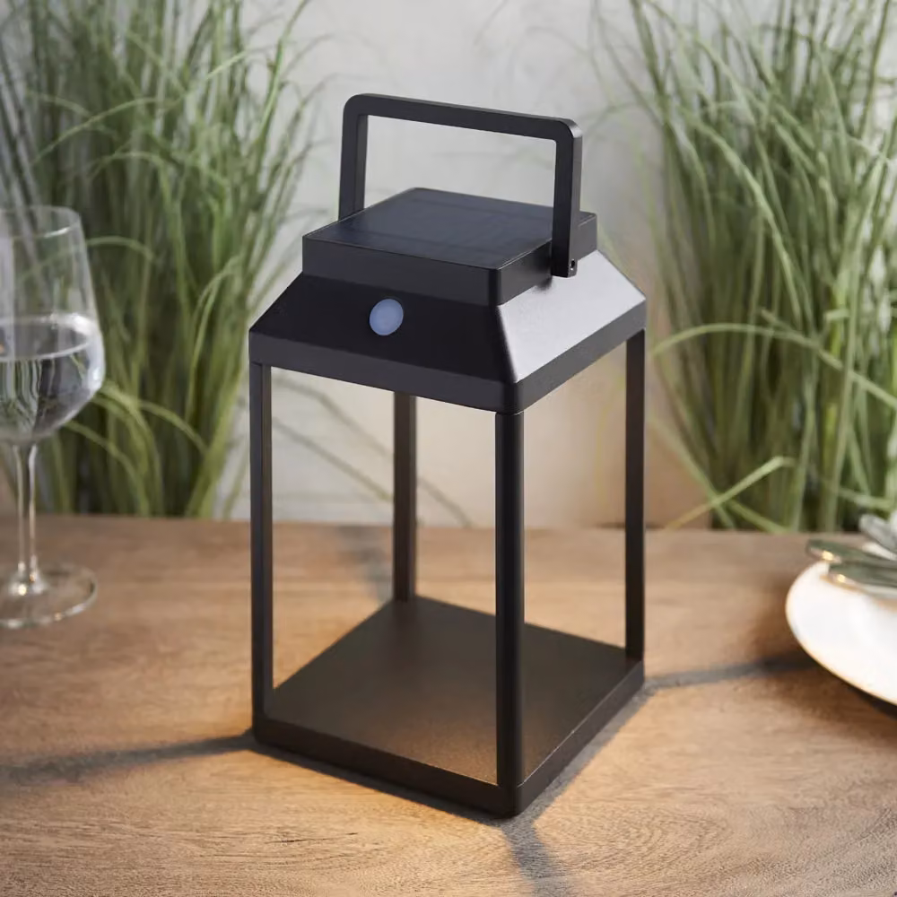 Loops Solar Powered Outdoor Table Lamp in Black with Warm White LED – 4