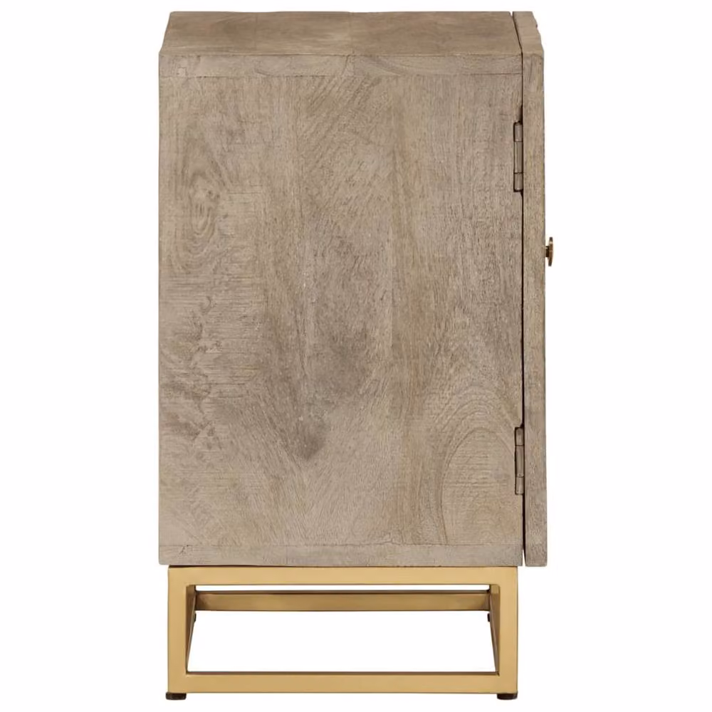 Berkfield Home Beautiful Bedside Cabinet in Brown Mango Wood and Iron, W: 40 cm, D: 30 cm, H: 50 cm – 2
