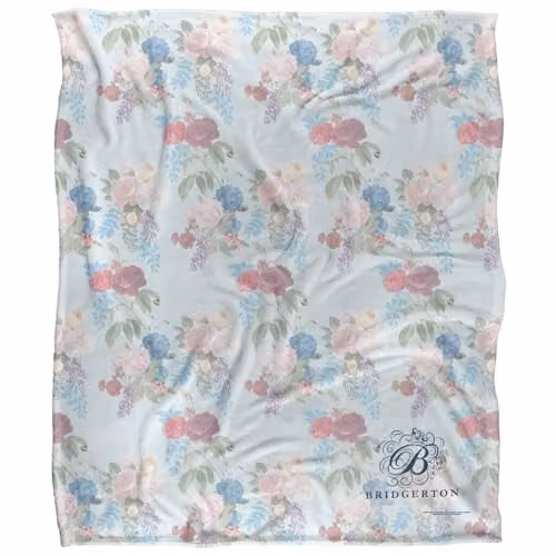 Catherine Lansfield Bridgerton B Floral Silky Touch Super Soft Throw Blanket, White, W/D/H: 152 x 127 cm